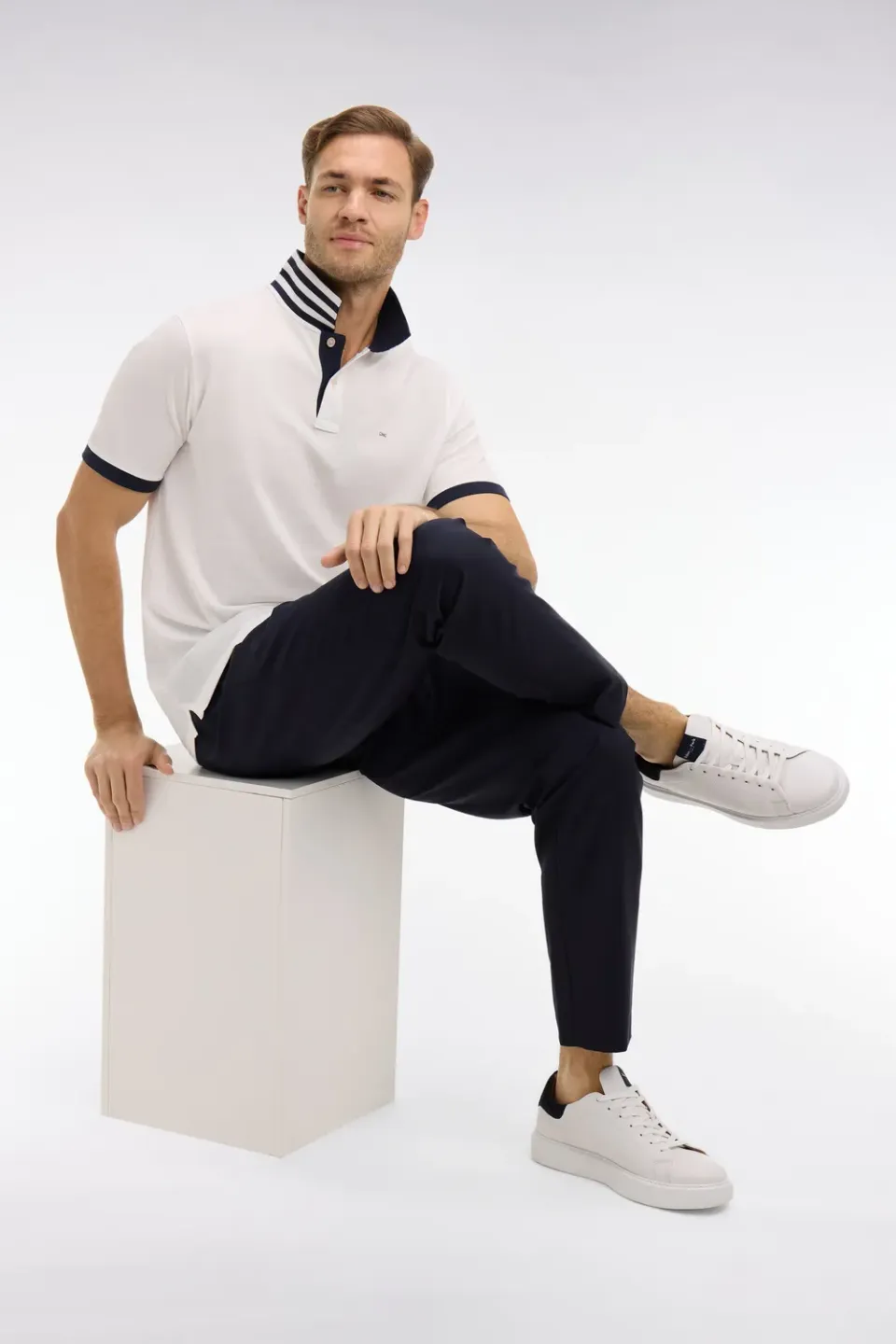Eden Park polo blanc coton pima homme manches courtes