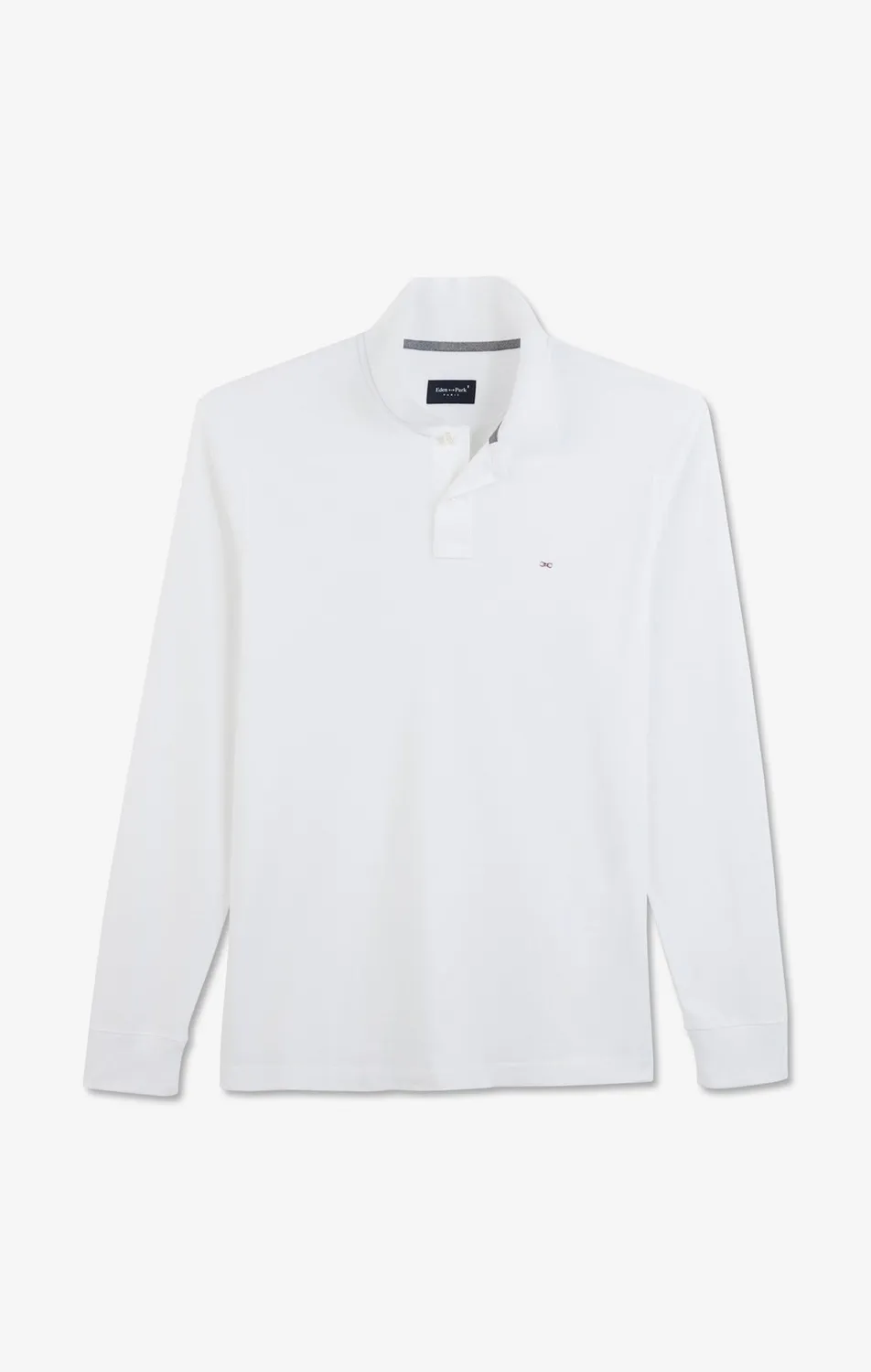 Eden Park polo manches longues blanc homme piqué stretch