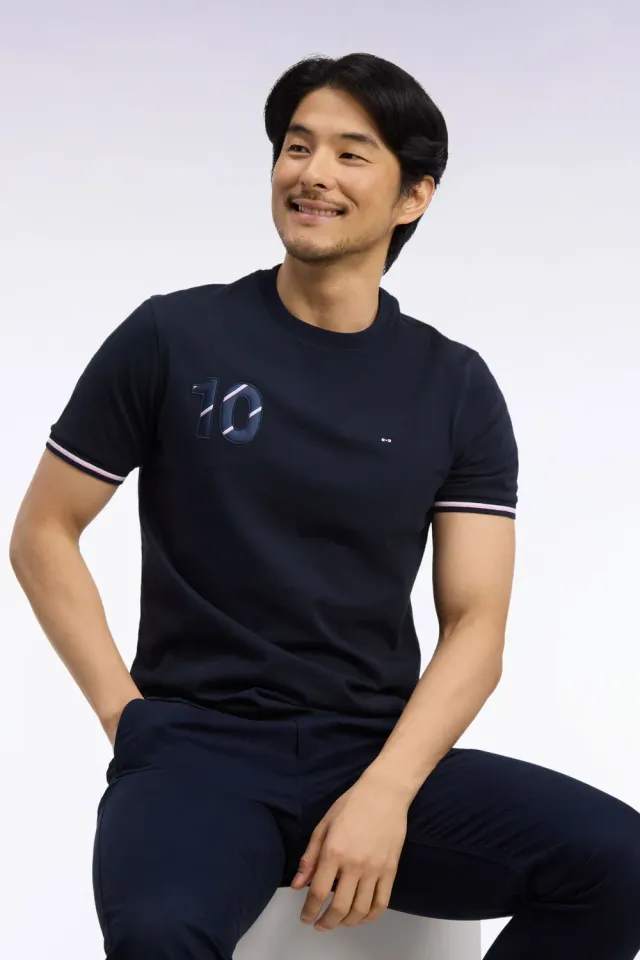 Eden Park t-shirt coton marine numéro 10 brodé