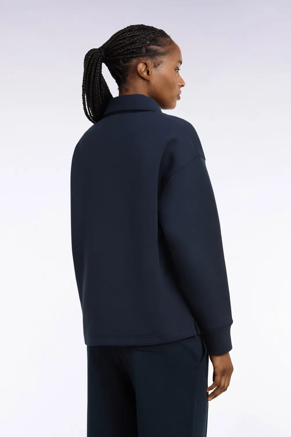 Eden Park sweatshirt col maillot coton marine unisexe