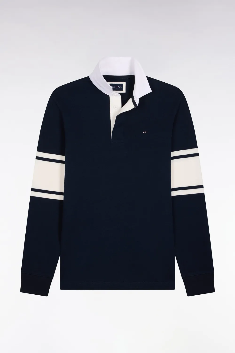 Eden Park maillot rugby homme manches longues marine blanc