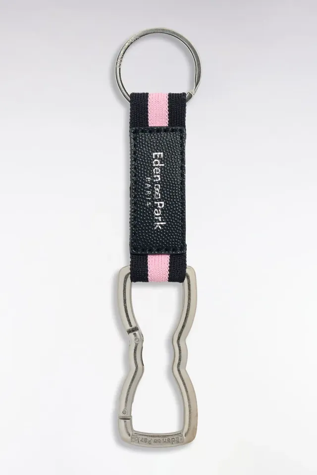 Eden Park porte-clés mousqueton marine rose ruban