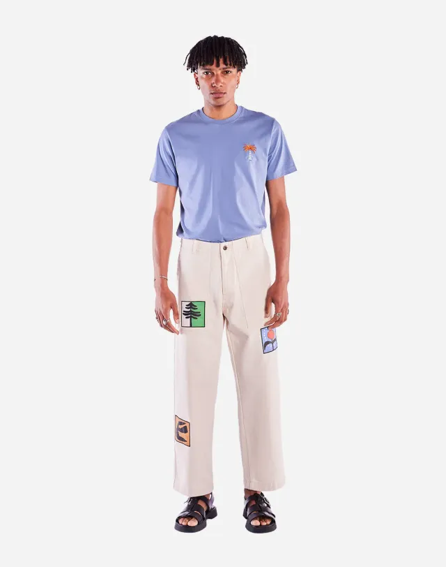 OLOW Gamal Ona écru pantalon coton bio patchs