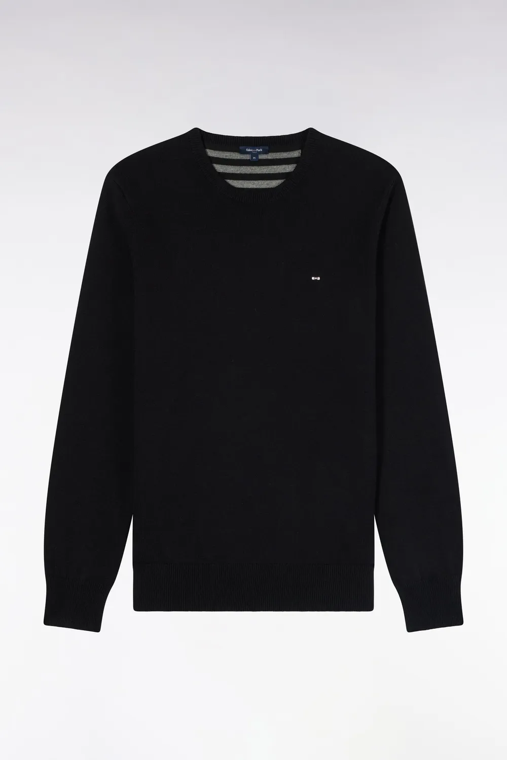 Eden Park pull noir laine coton homme col rond droit