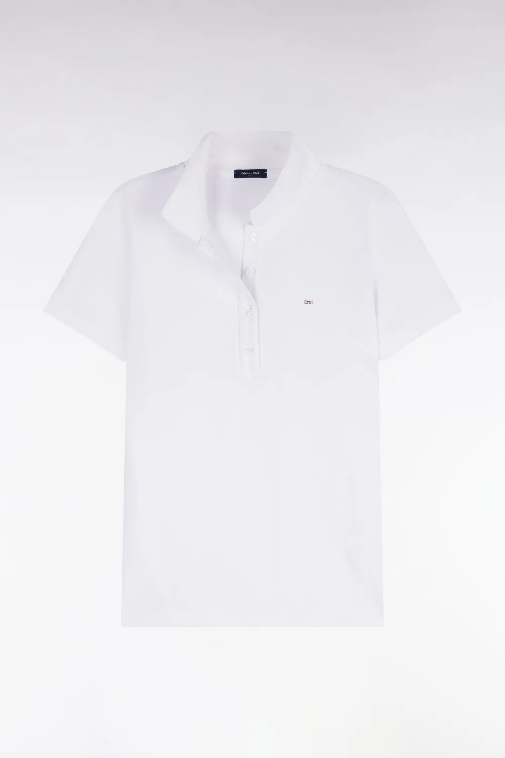 Eden Park polo femme blanc coton stretch ajusté