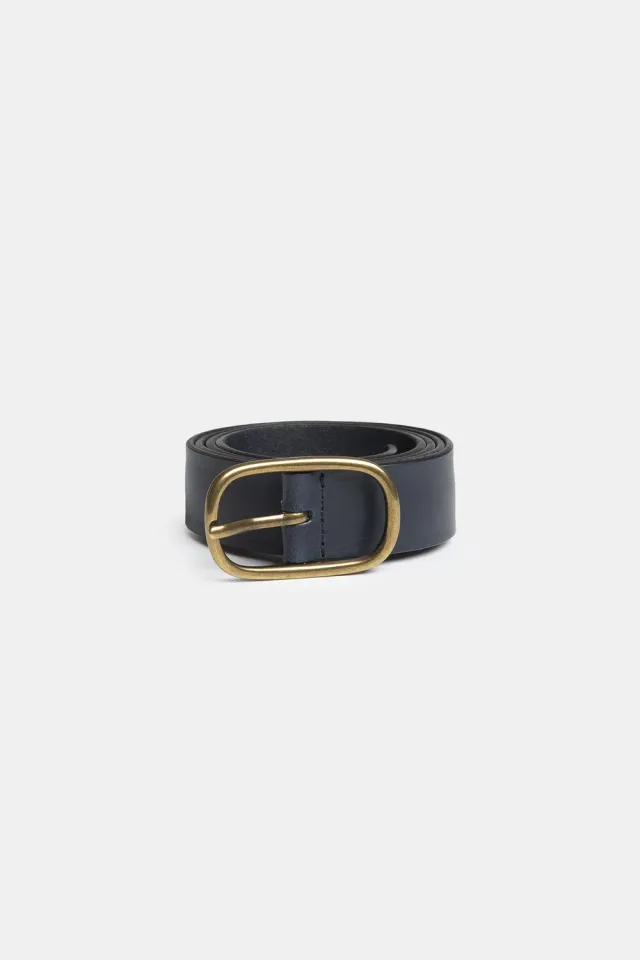 Edmmond Studios New Raw ceinture cuir bleu marine
