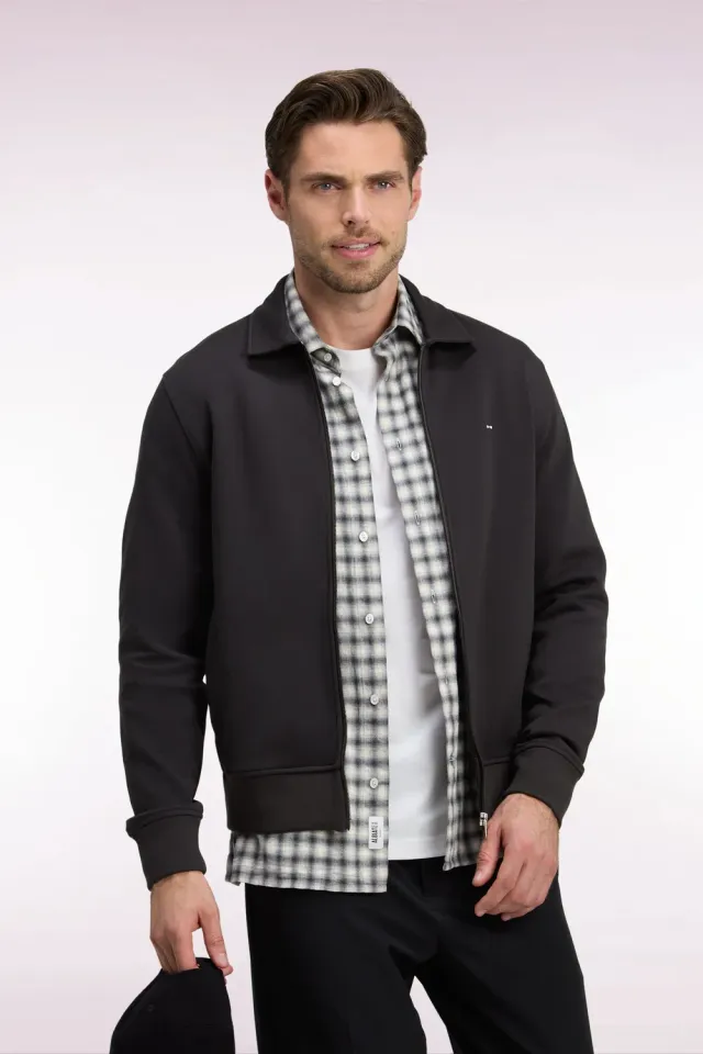 Eden Park Tradi Preppy sweat zippé col polo coton marron
