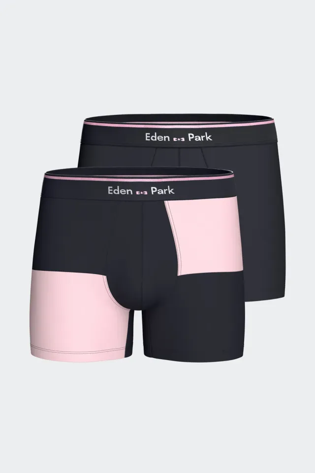 Eden Park lot 2 boxers coton stretch marine rose damier