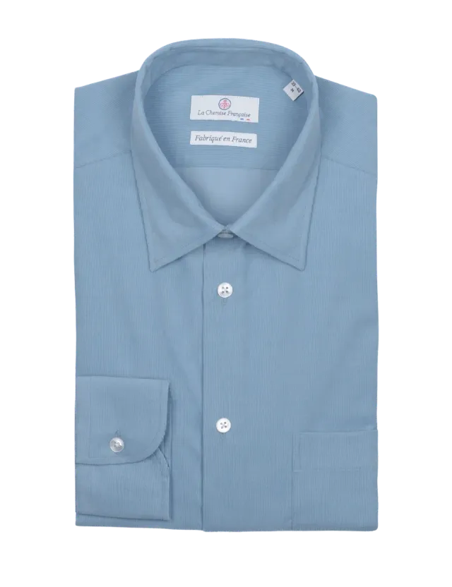 La Chemise Française Velours Milleraies chemise bleu argile