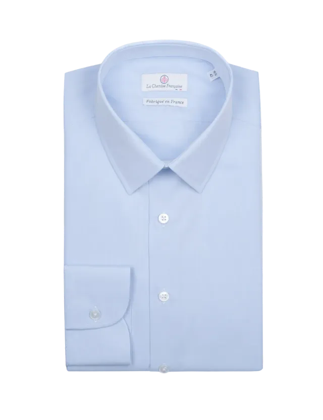 La Chemise Française popeline chemise homme bleu ciel col français