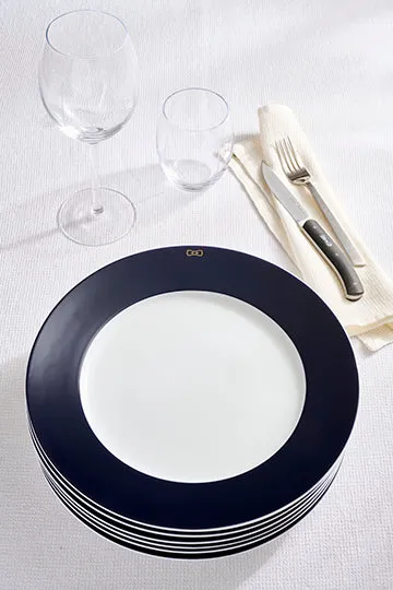 Eden Park lot 6 assiettes porcelaine Limoges marine 29,5 cm