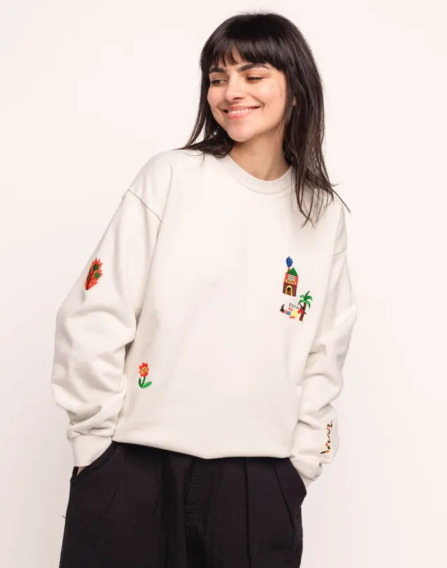 OLOW Nap sweat gris perle molleton bio brodé