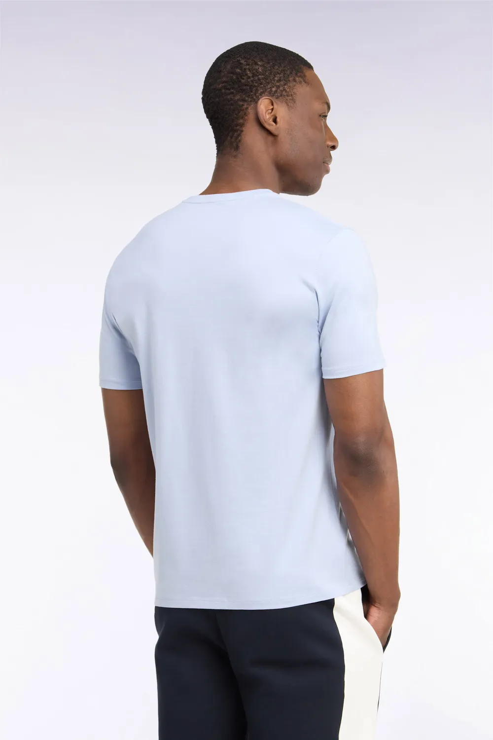 Eden Park t-shirt coton bleu ciel col rond coupe droite