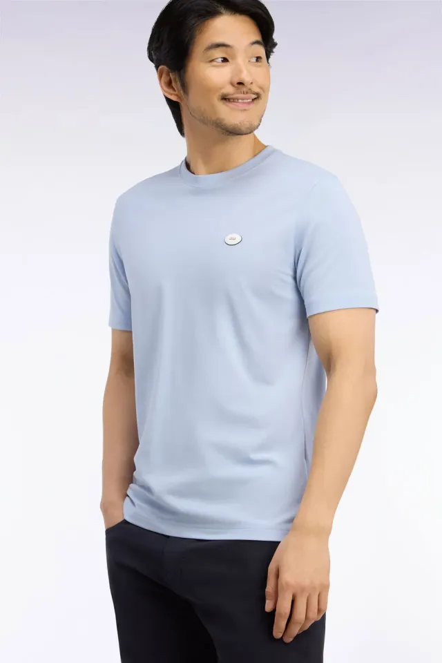 Eden Park t-shirt bleu ciel coton poche golf droit