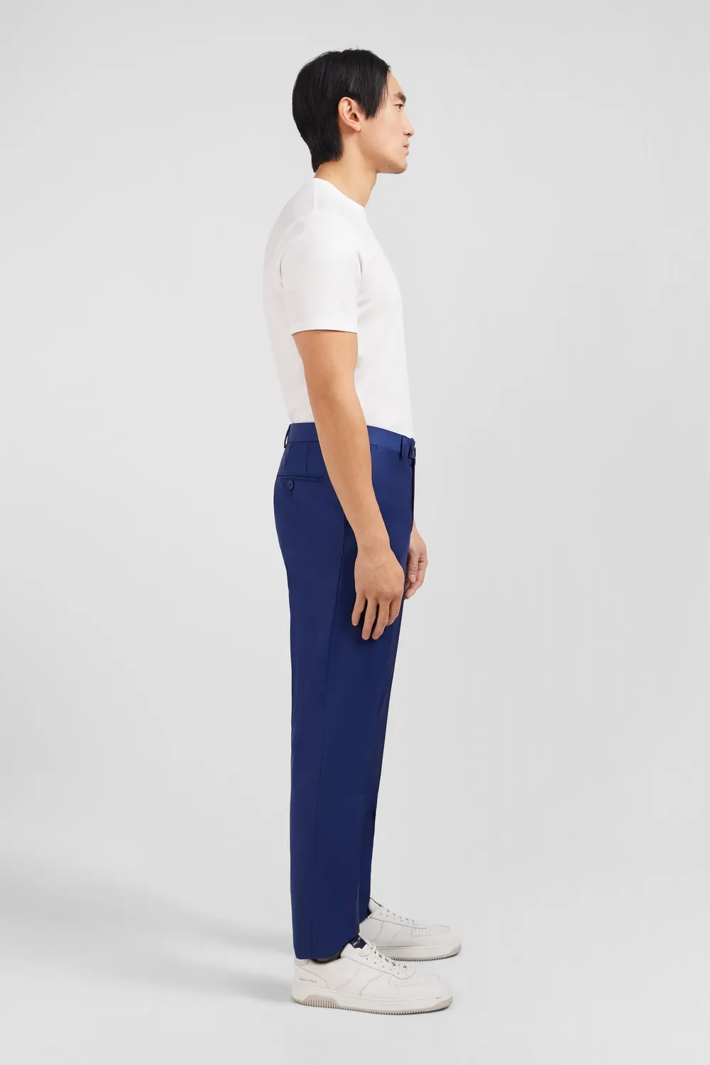 Eden Park pantalon regular homme laine bleu plis cassés