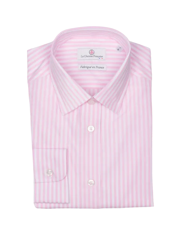 La Chemise Française Rayure Rose chemisier femme col français