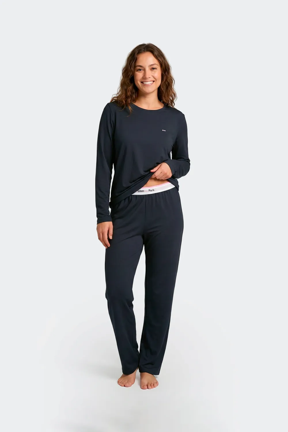Eden Park pyjama long Tencel stretch noir femme