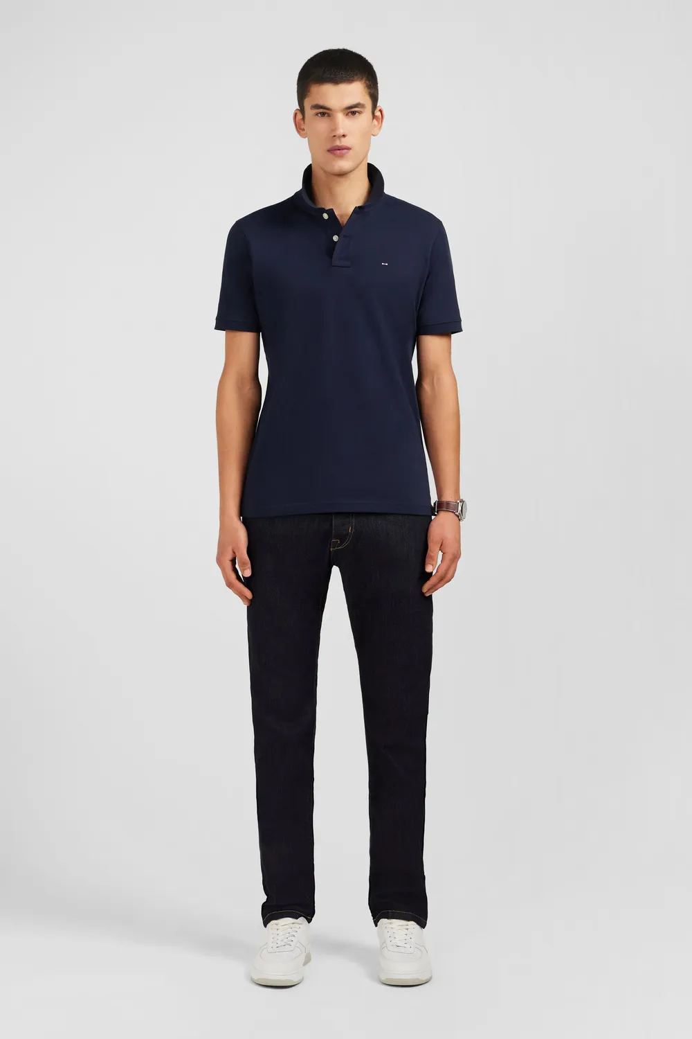 Eden Park polo bleu marine coton pima homme manches courtes