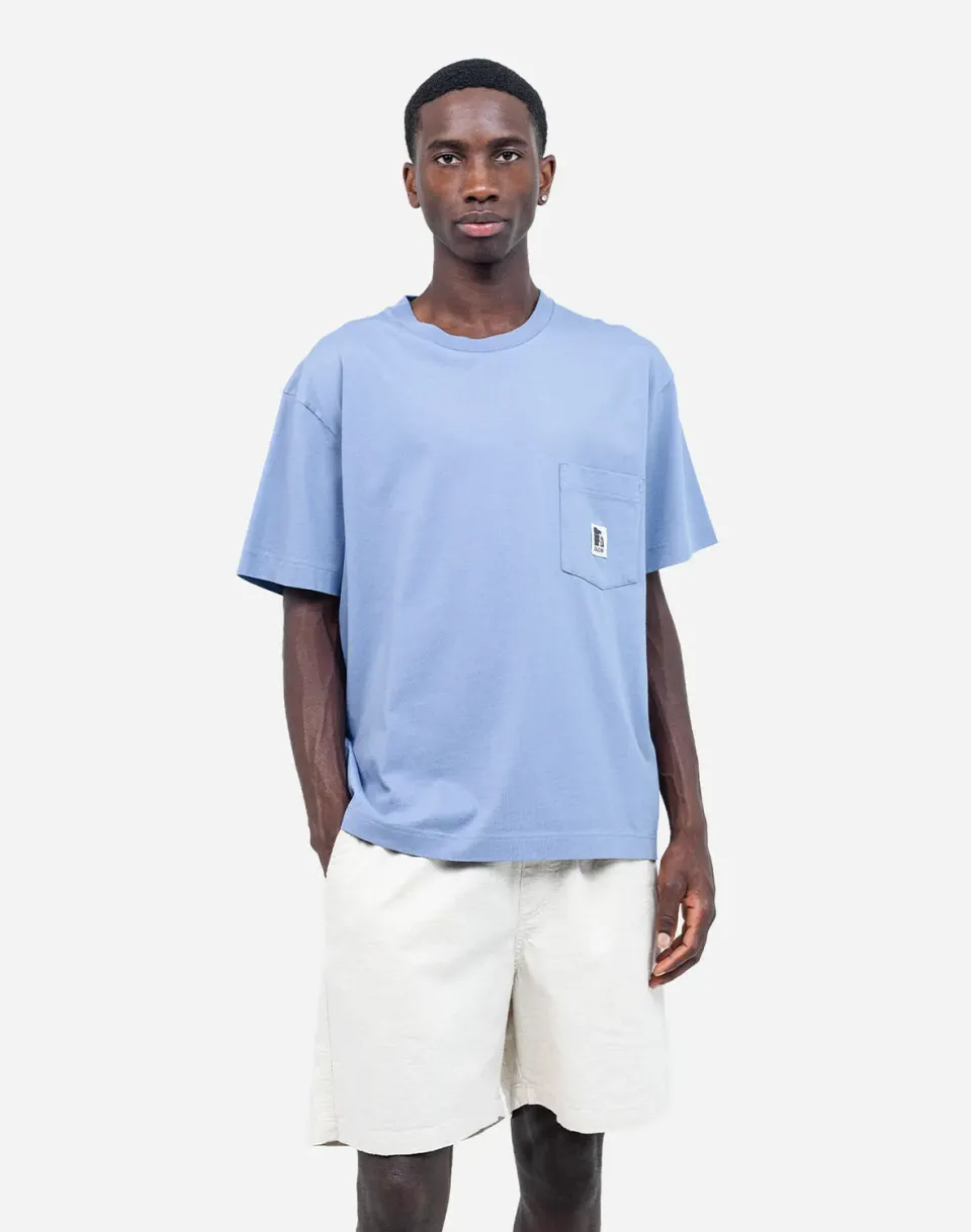 OLOW Japo t-shirt bleu azur coton bio poche