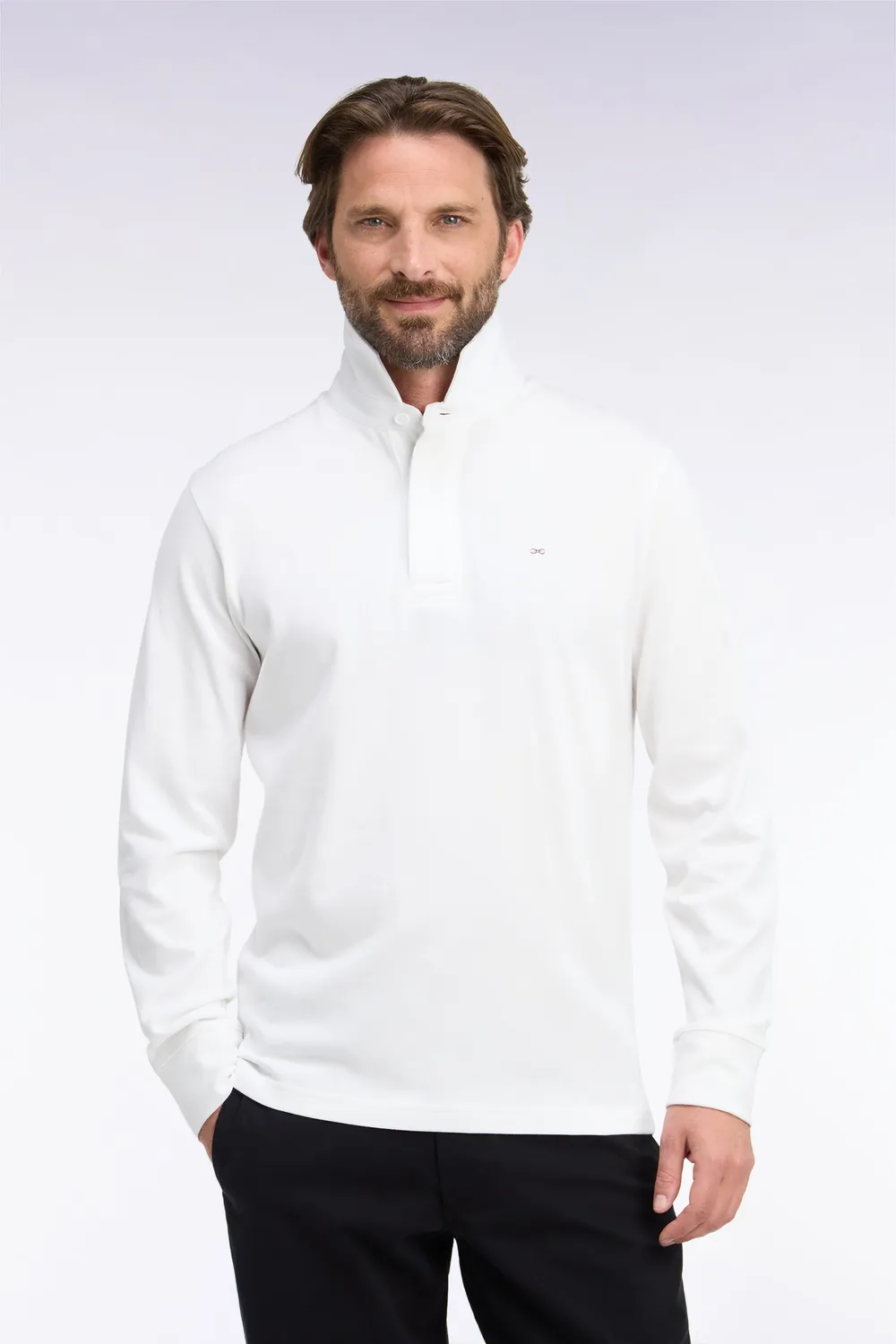 Eden Park maillot rugby homme blanc manches longues coton