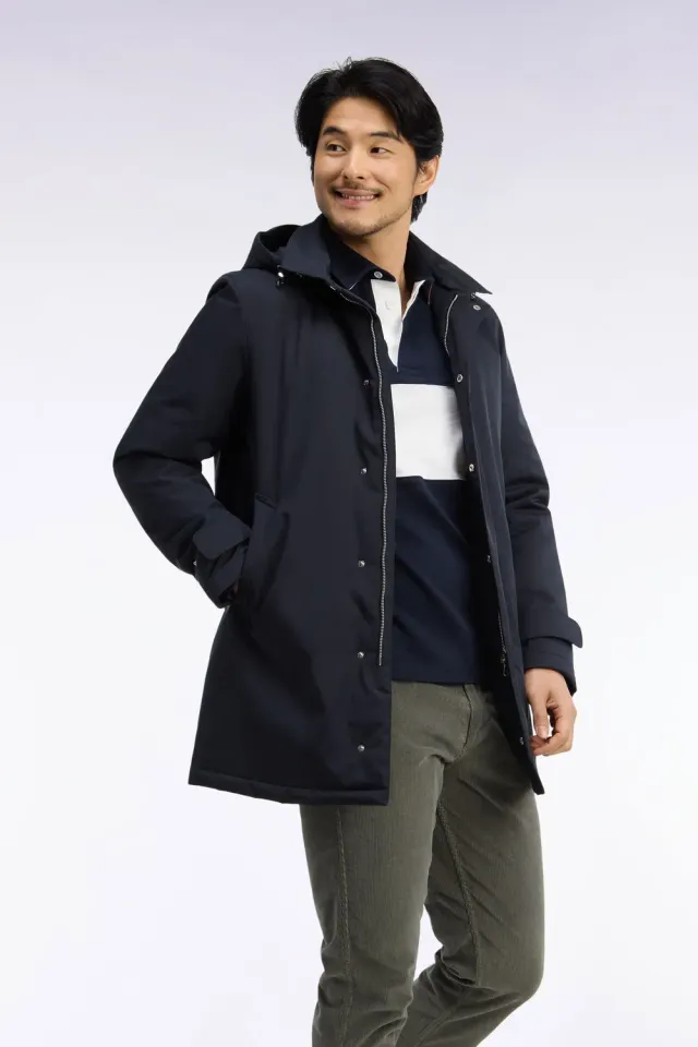 Eden Park imperméable nylon noir capuche amovible M