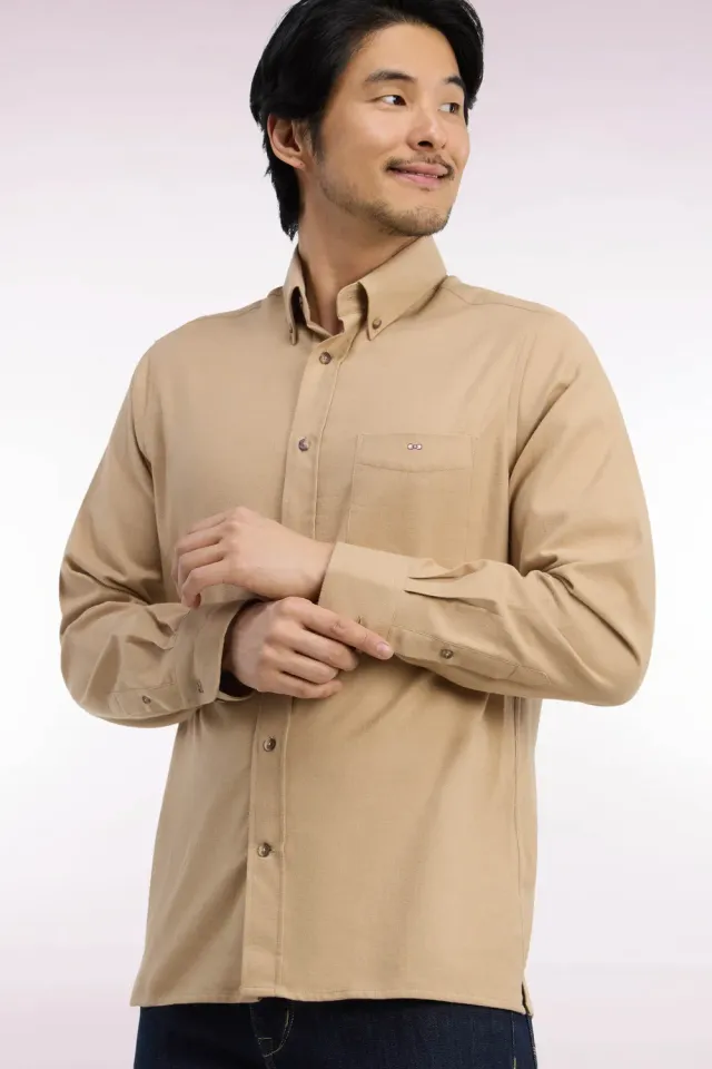 Eden Park Chemise Coton Caramel Coupe Droite