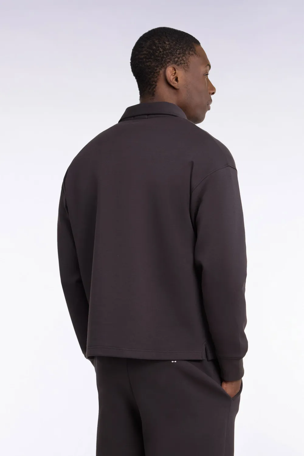 Eden Park Sweatshirt Col Maillot Interlock Marron Unisexe