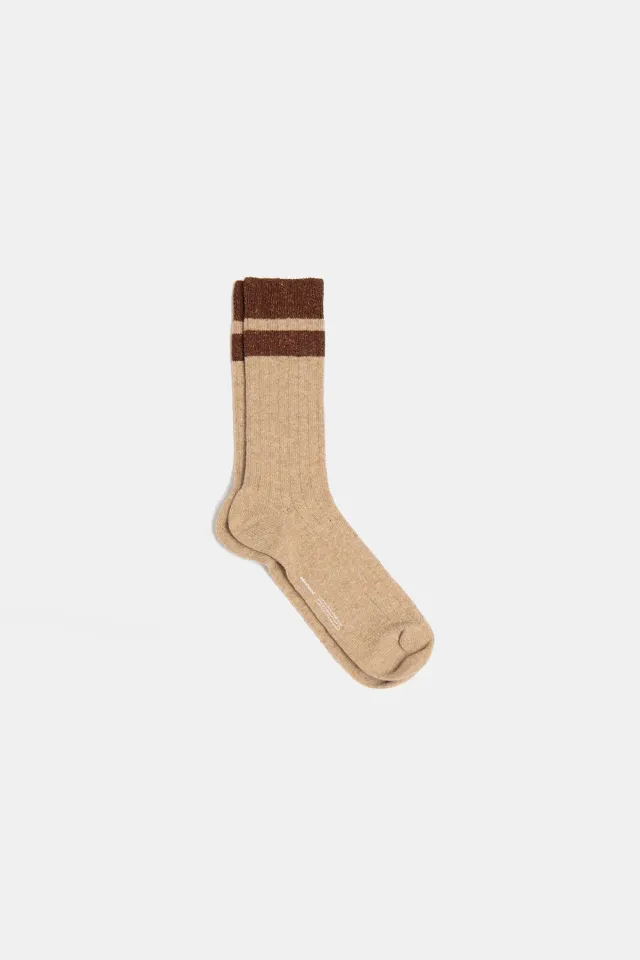 Edmmond Studios Wembley Socks chaussettes beige rayé neps