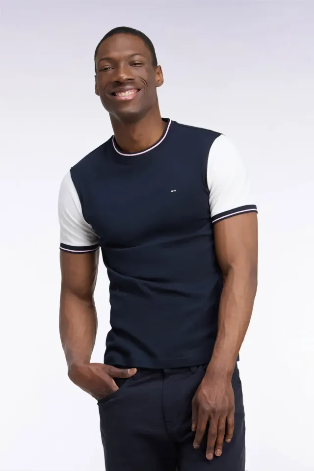Eden Park Tricolore t-shirt coton marine manches écrues