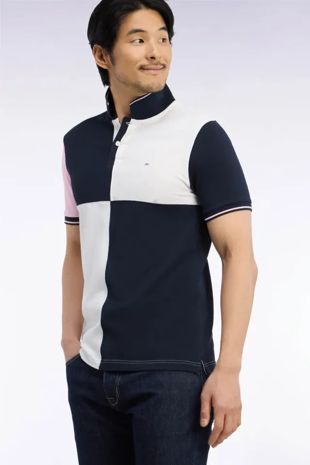 Eden Park Tricolore polo écru piqué coton homme