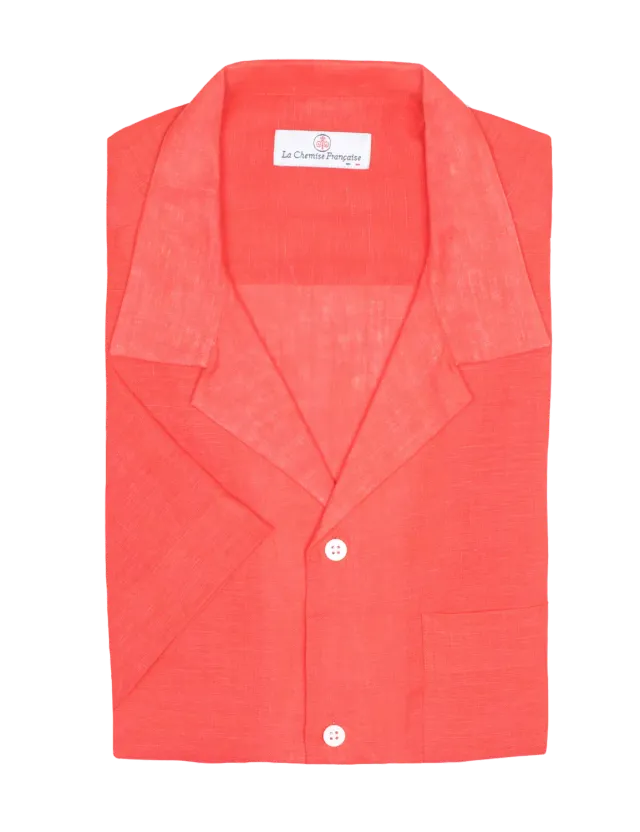 La Chemise Française Havane Rouge chemise homme lin col cubain