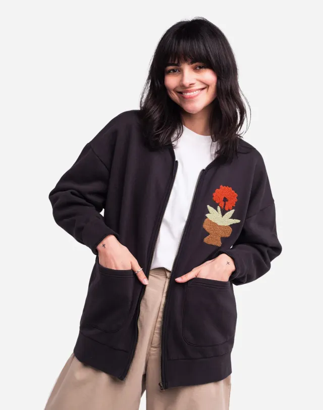 OLOW Kigo sweat zippé noir carbone coton bio