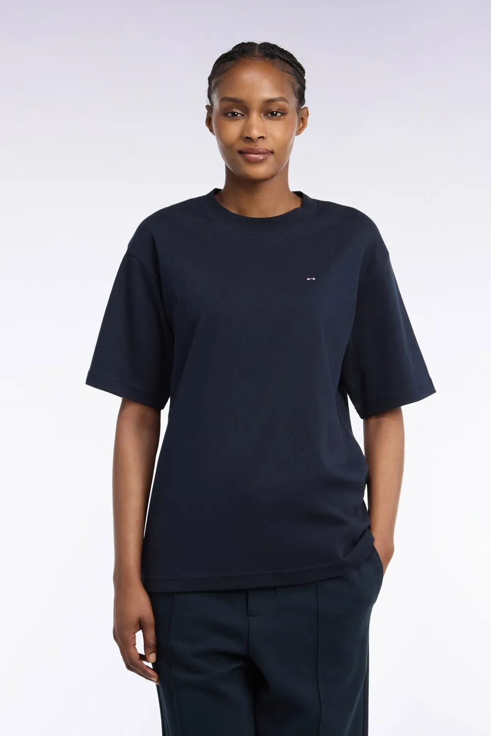 Eden Park t-shirt col rond marine coupe loose unisexe