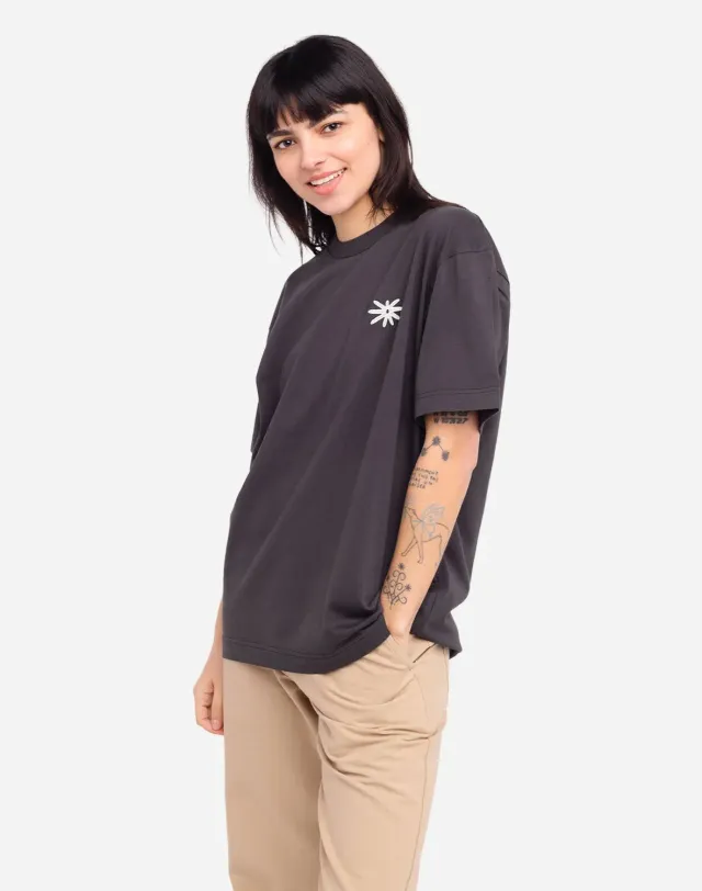 OLOW Flower t-shirt ample noir carbone coton bio
