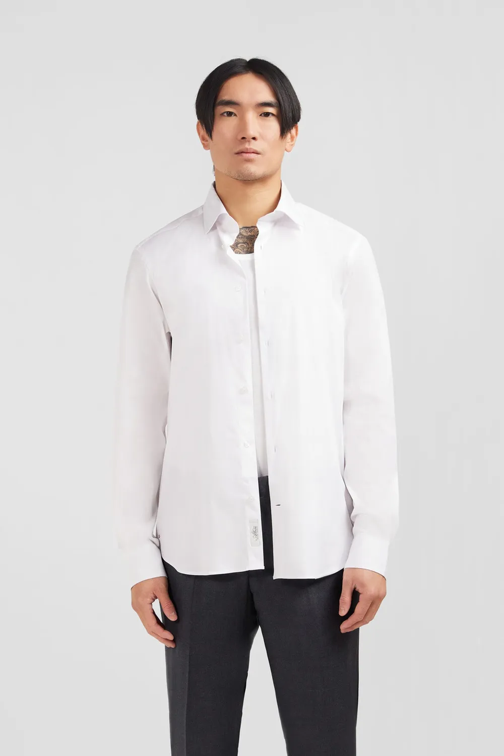 Eden Park chemise slim popeline stretch blanche homme
