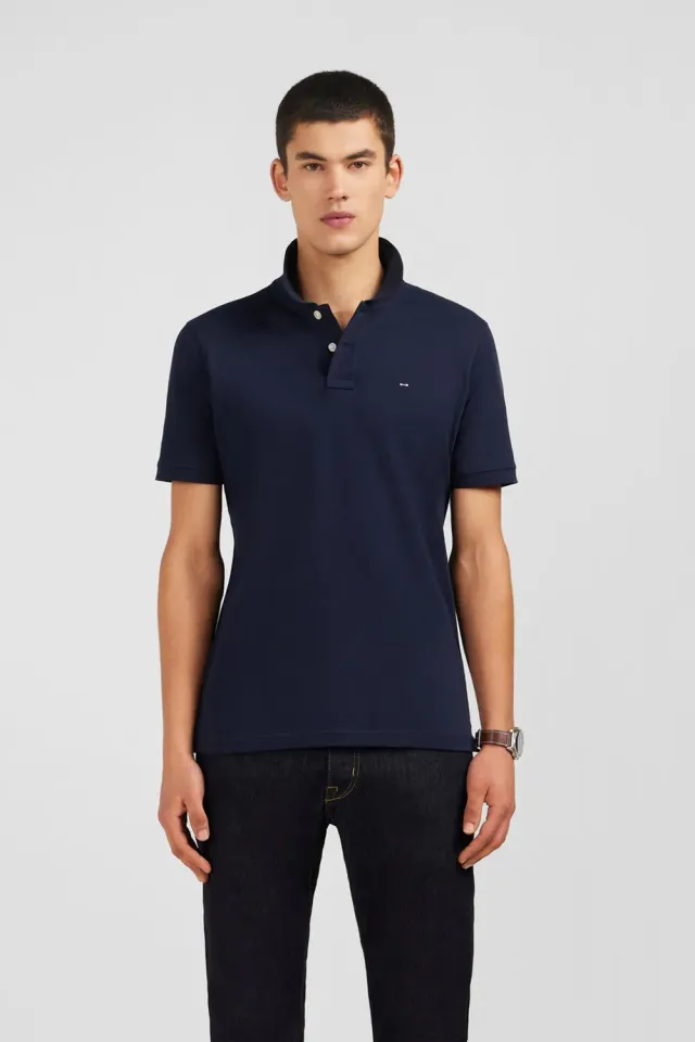 Eden Park polo bleu marine coton pima homme manches courtes