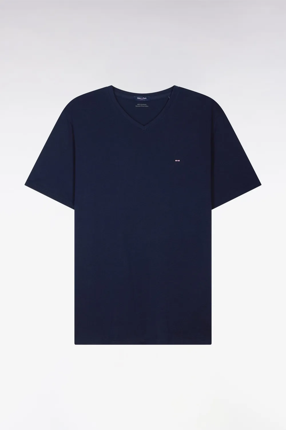 Eden Park t-shirt col V marine coton Pima manches courtes