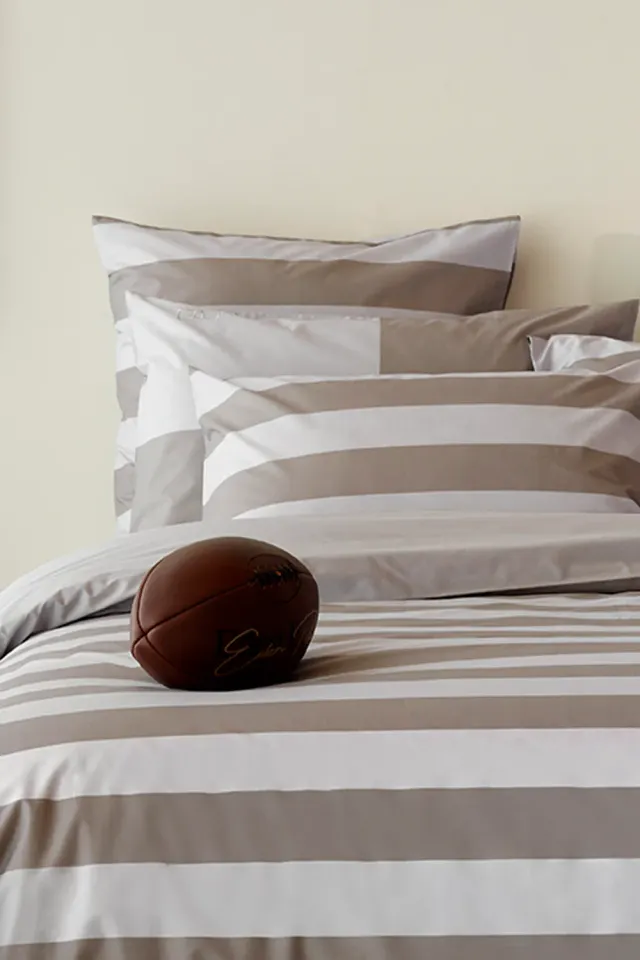 Eden Park 2 taies oreiller 65x65 beige rayures coton