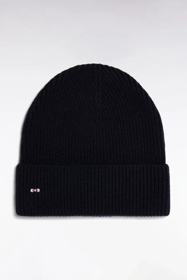 Eden Park bonnet côtelé laine coton marine taille unique chaud