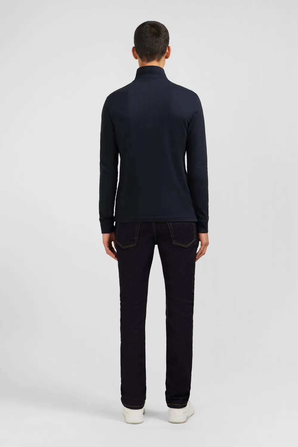 Eden Park polo manches longues noir coton stretch homme