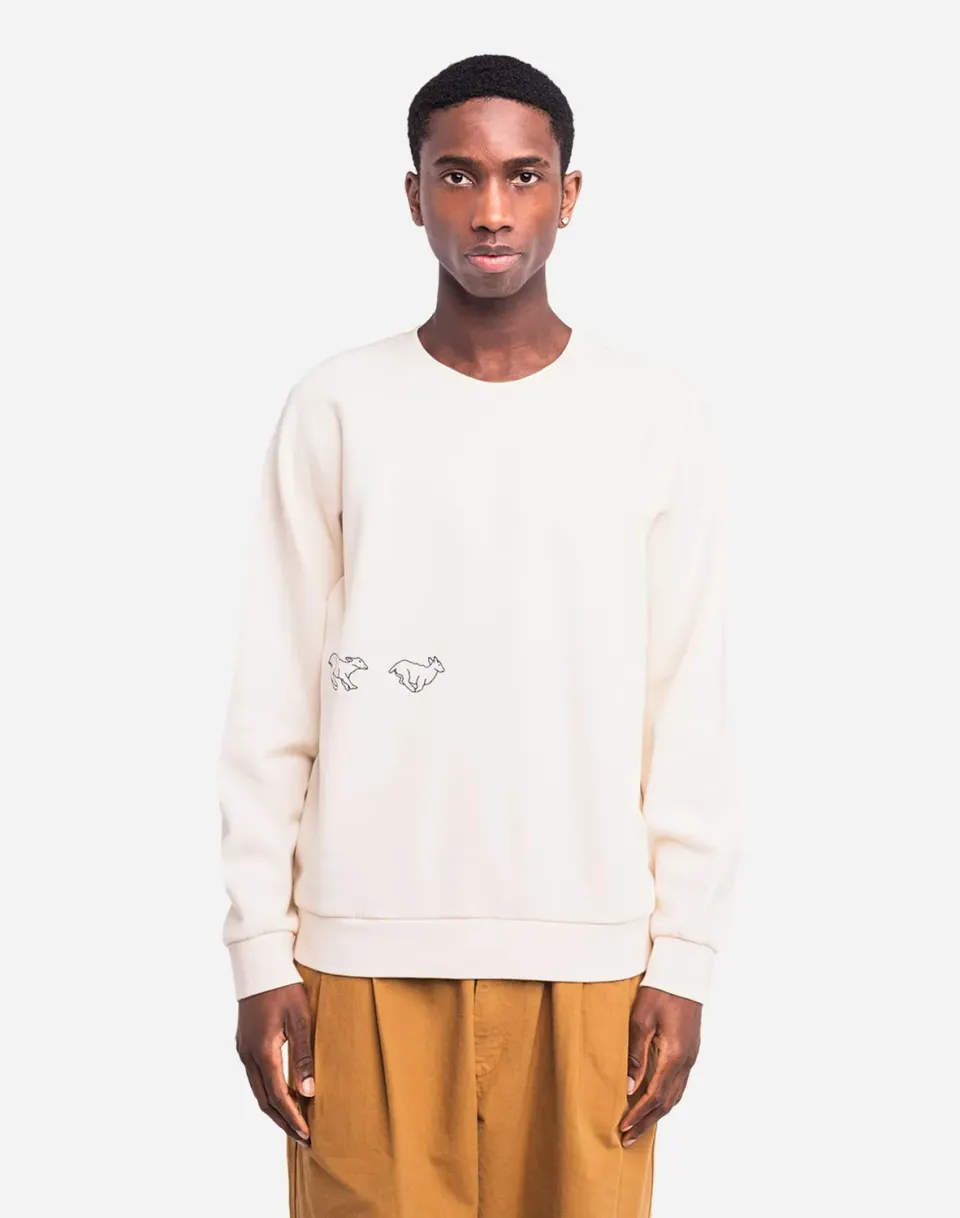 OLOW Run sweat ivoire coton bio brodé