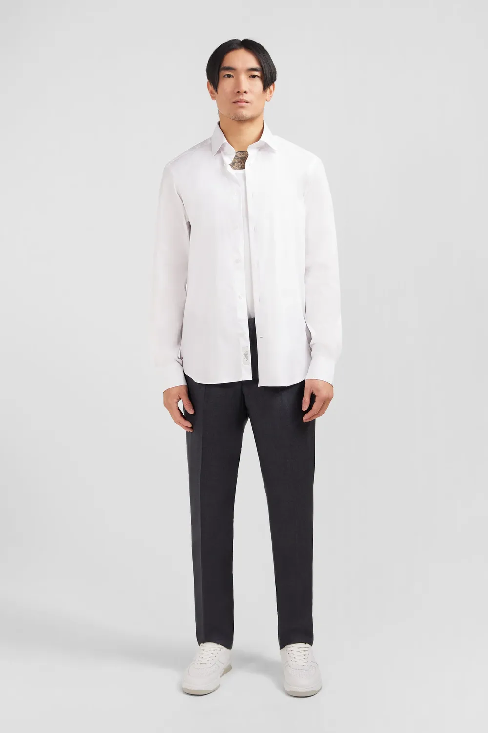 Eden Park chemise slim popeline stretch blanche homme