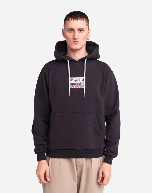 Olow Hood Hoodie noir carbone brodé molleton