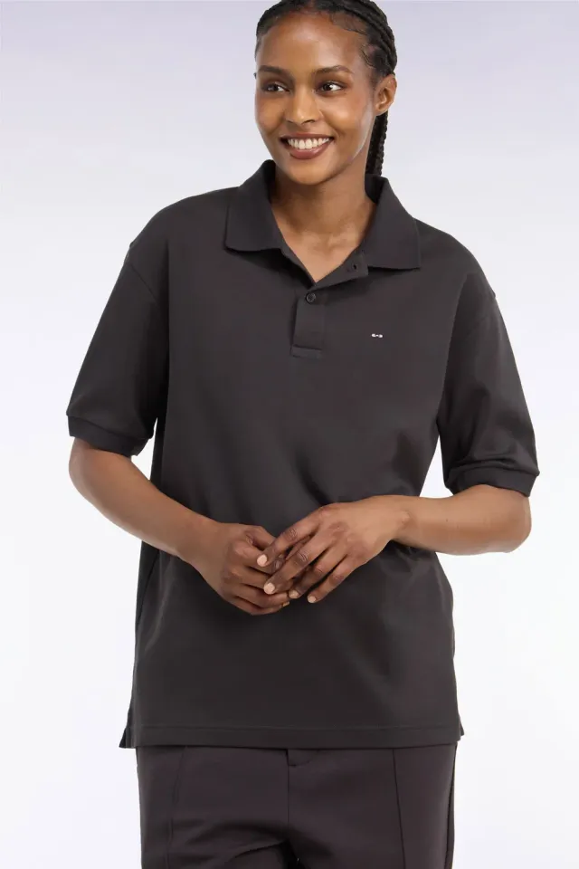 Eden Park polo interlock coton marron unisexe loose