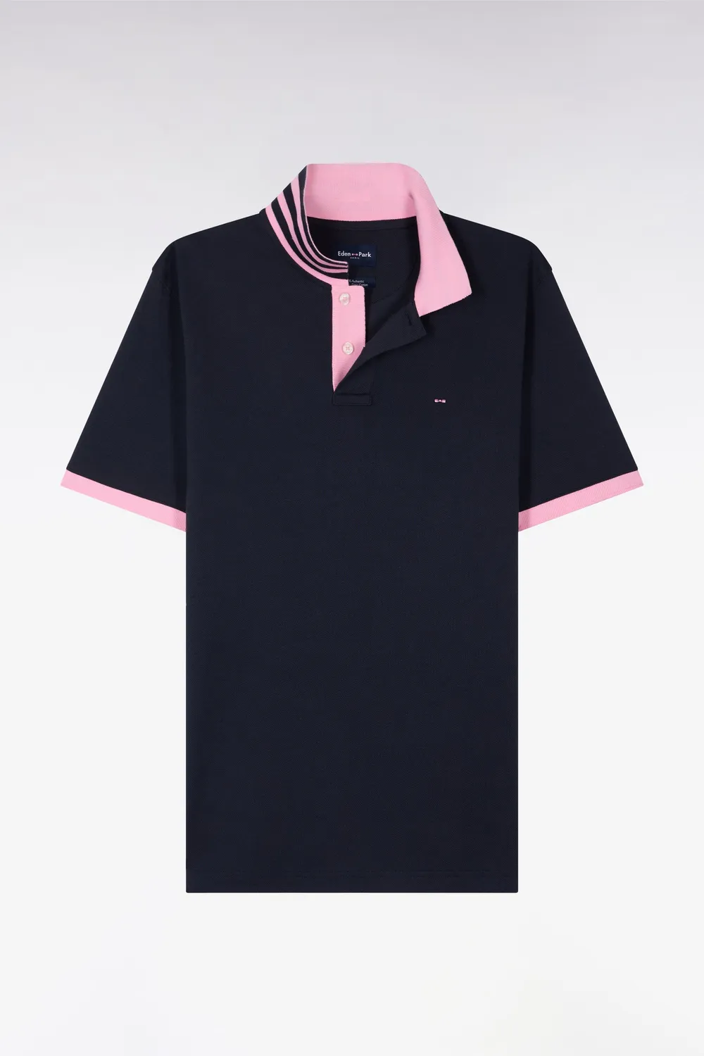 Eden Park polo coton pima bleu marine manches courtes