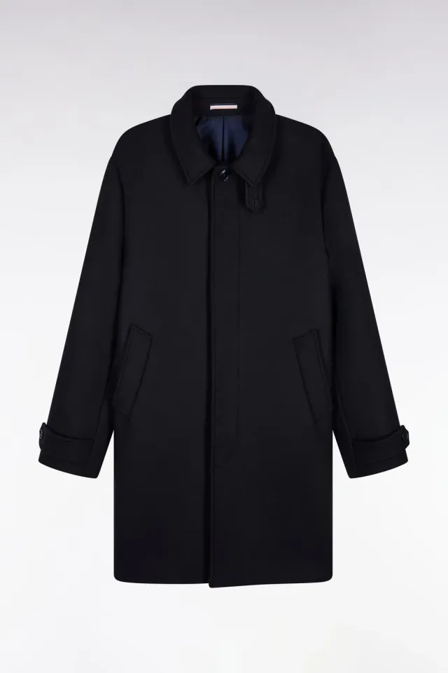 Eden Park manteau long homme lainage marine coupe droite
