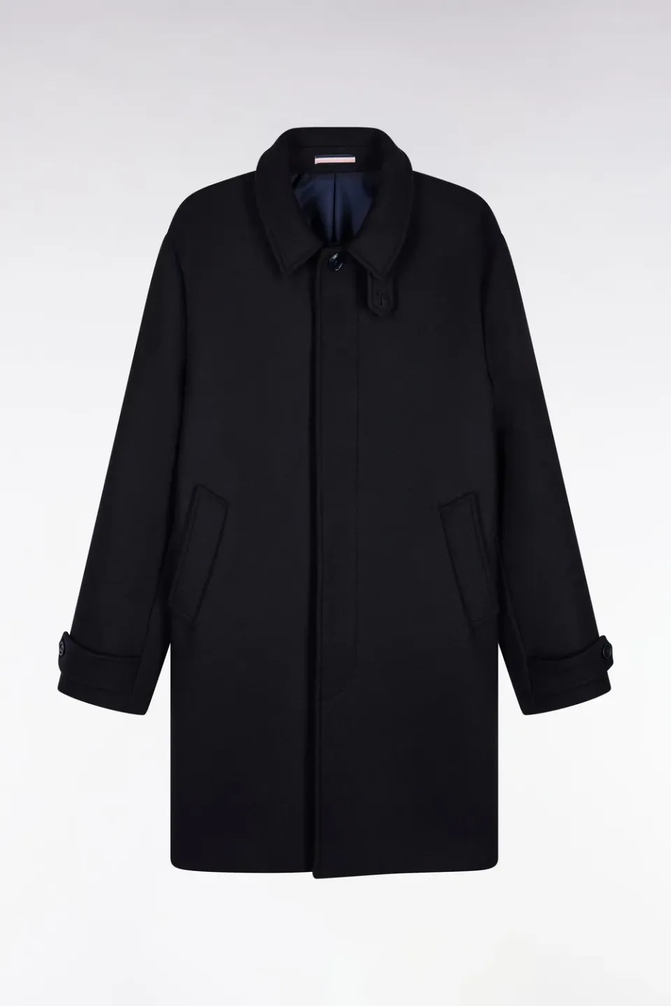 Eden Park manteau long homme lainage marine coupe droite