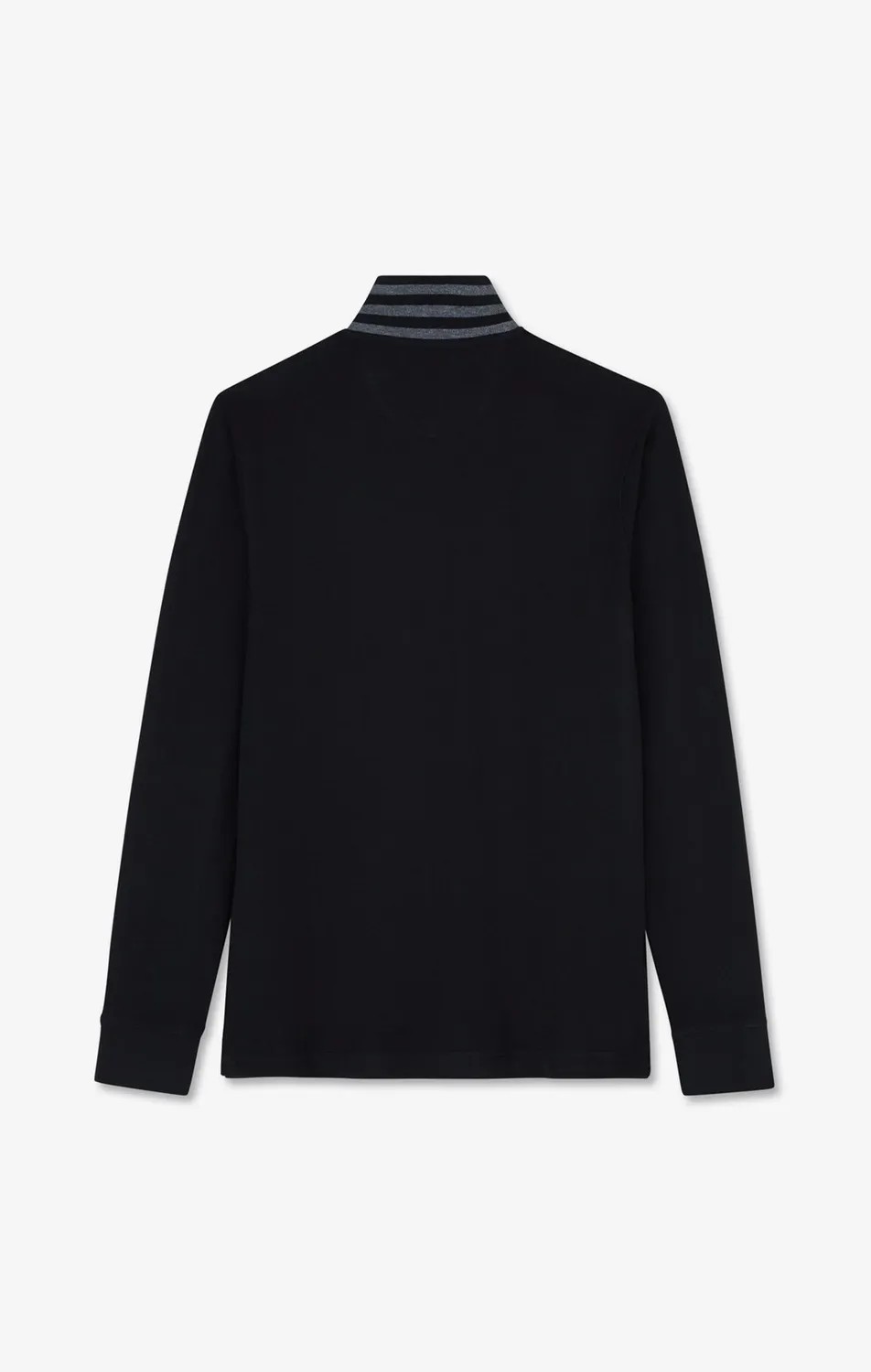 Eden Park polo manches longues noir coton pima col contraste