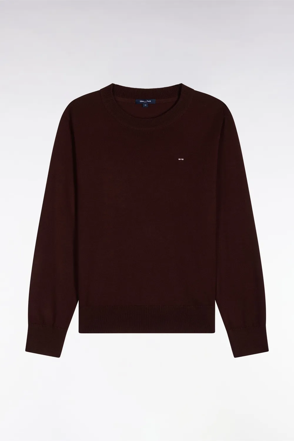 Eden Park Pull laine marron femme col rond droit