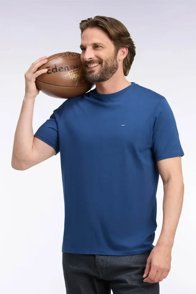 Eden Park t-shirt col rond coton marine coupe droite
